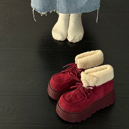 aichashi  -  Winter Keep Warm Women Snow Boots Fashion Platform Flats Short Booties Designer Cotton Shoes Botas Mujer