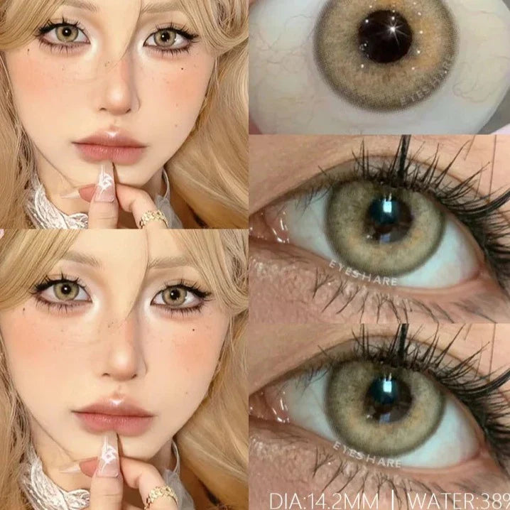 Aichashi 1Pair New Green Colored Contact Lens Gray Eye Lenses Brown Lenses High Quality Yearly Natural Contact Lenses for Eyes