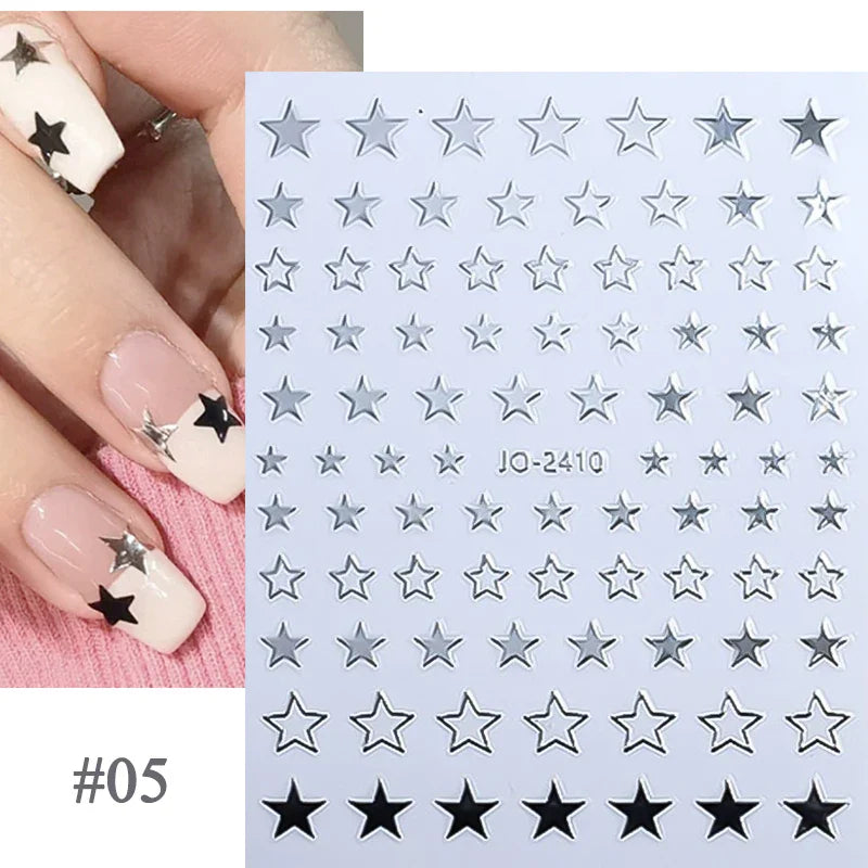 Aichashi 3D Laser Sakura Flower Nail Sticker Aurora Decals Glitter Star Butterfly Floral Adhesive Sliders Cherry Blooming Manicure