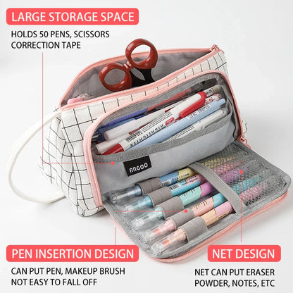 Aichashi BACK TO SCHOOL Multi Layer Large Capacity Pencil Case Pen Storage Supplies Pen Box Kawaii Cute Pencil Cases Bags Stationary School Supplies