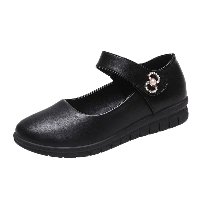 Aichashi Japanese School Uniform Shoes Women Flats Mary Jane Shoes With Hook Loop Ladies Leather Flat Shoes Black Loafers Nurse Shoes