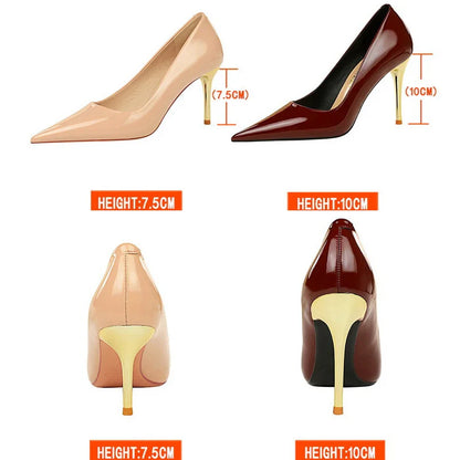 aichashi  -  Shoes Woman Pumps Patent Leather High Heels Shoes Women Occupation OL Office Shoes Stiletto Women Heels Plus Size 43