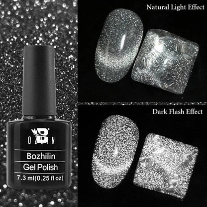 Aichashi 7.5ml Double Light Reflective Magnetic Gel Sparkling Rainbow Soak Off Semi Permanent Nail Art Disco Flashing Cat Eye Gel