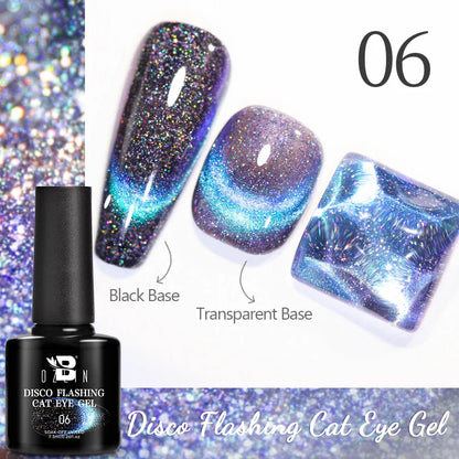 Aichashi 7.5ml Double Light Reflective Magnetic Gel Sparkling Rainbow Soak Off Semi Permanent Nail Art Disco Flashing Cat Eye Gel