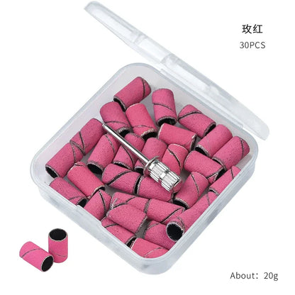 100pc #180 Nail Art Sanding Bands Pink Green Purple Grinding Sand Ring Bit for Electric Drill Machine Accessories Manicure Tools