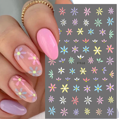 Aichashi 3D Laser Sakura Flower Nail Sticker Aurora Decals Glitter Star Butterfly Floral Adhesive Sliders Cherry Blooming Manicure