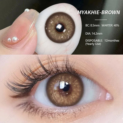 Aichashi 1 Pair NEW Colored Contact Lenses Green Eye Lenses Natural Brown Lens Fast Delivery Green Eye Lens Yearly Contacts Lens