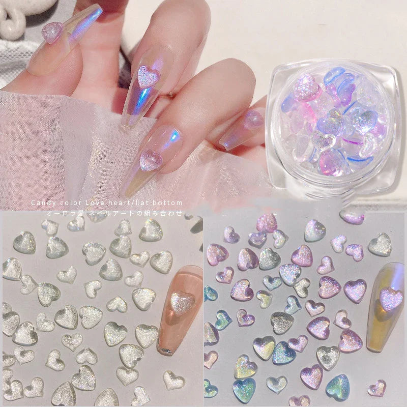 3d Nail Charms Art Love Heart Nail Rhinestones Natural Crystal Stone  DIY Nail Art Decorations  Nail Accessories