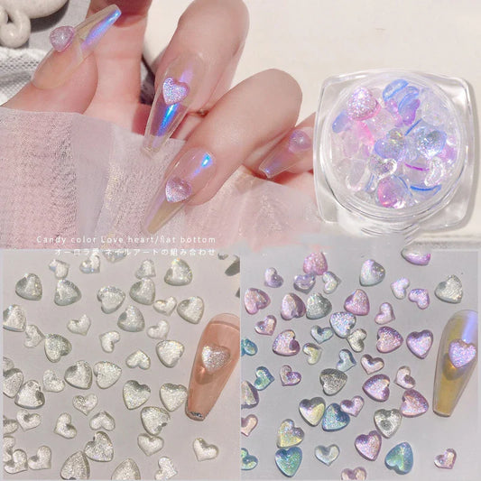 3d Nail Charms Art Love Heart Nail Rhinestones Natural Crystal Stone  DIY Nail Art Decorations  Nail Accessories