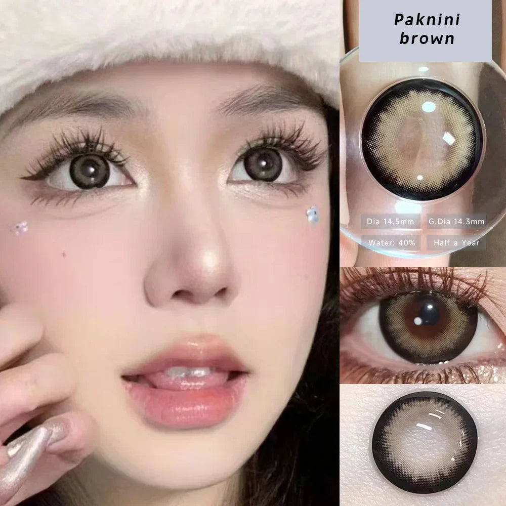 Aichashi 2PCS Brown Lenses Natural Contact Lenses for Eyes Super Beauty Eye Color Lenses Myopia Lenses With Diopters Prescription