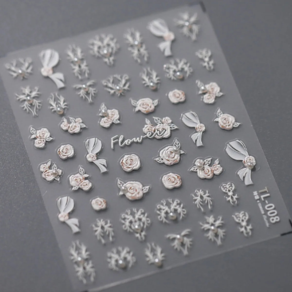 1pcs 5D Diamond White Flower Nail Art Stickers Japanese Exquisite Kawaii Acrylic Nail Decoration Decals DIY Adhesive Accessories