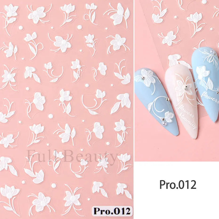 Aichashi 1Pcs Sakura Stickers For Nails 5D Embossed Spring Cherry Blossom Tulip Peony Flowers Petals Sliders Manicure Decoration