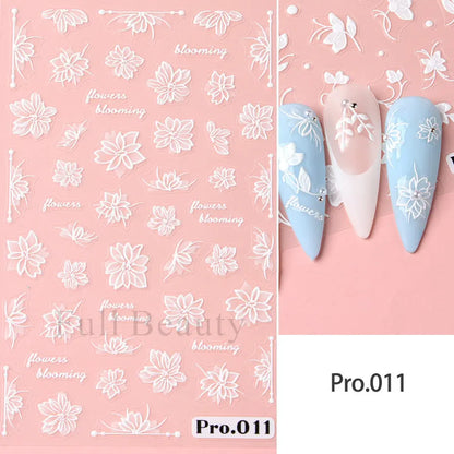 Aichashi 1Pcs Sakura Stickers For Nails 5D Embossed Spring Cherry Blossom Tulip Peony Flowers Petals Sliders Manicure Decoration