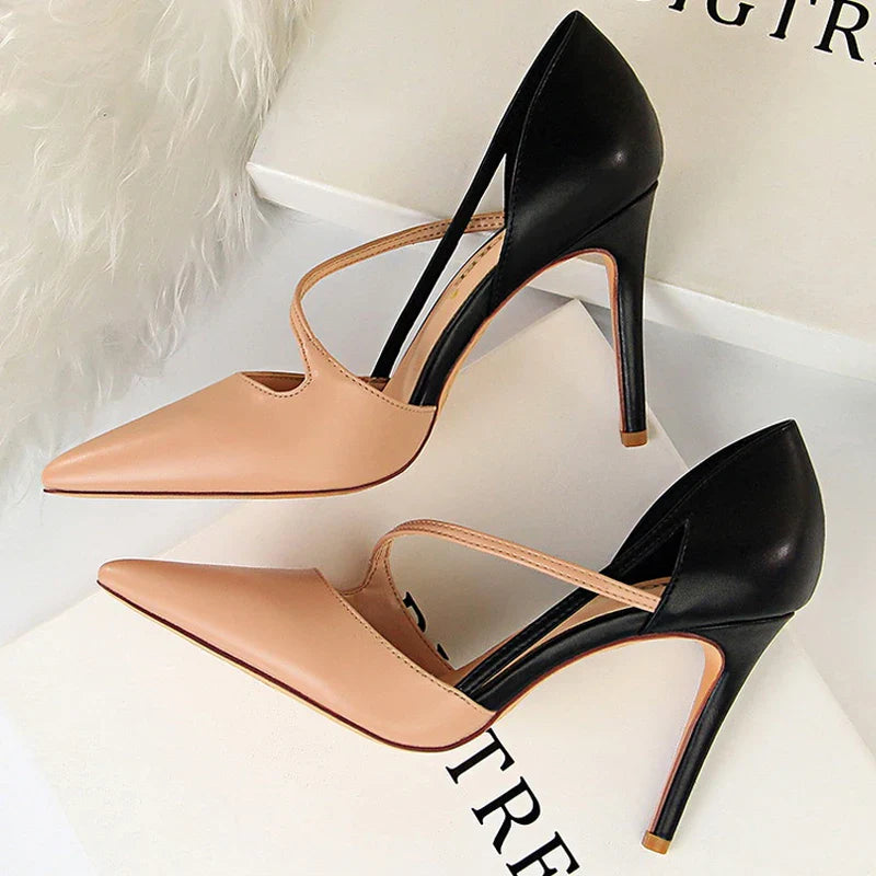 aichashi  -  Shoes Women Summer 9.5cm High Heels Sandals Women Pumps Sexy Party Shoes Mixed Color Stiletto Heels Ladies Shoes