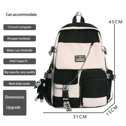 Aichashi BACK TO SCHOOL Korean Schoolbag Female Student Backpack Large Capacity Fashion Boy Backpack Computer Bag Femal School Backpack  School Bags