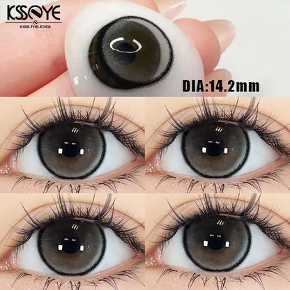 Aichashi 2Pcs New Colored Contact Lenses with Prescription Myopia Degree 0.00- 8.00 Grey Purple  Lens Eye Beauty Pupil Soft Lens