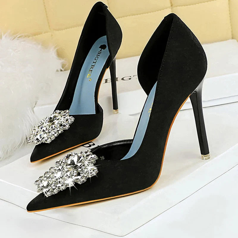 aichashi  -   Beautiful High Heels Rhinestone Women Pumps Luxury Banquet Shoes Fashion Wedding Shoes Lady Stilettos Heels Pointed Shoes