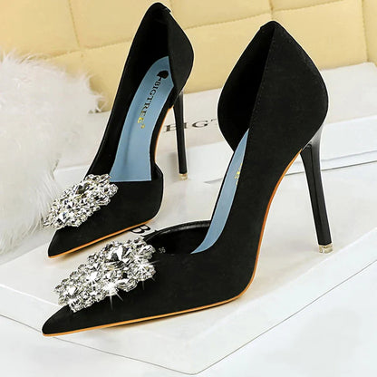 aichashi  -   Beautiful High Heels Rhinestone Women Pumps Luxury Banquet Shoes Fashion Wedding Shoes Lady Stilettos Heels Pointed Shoes