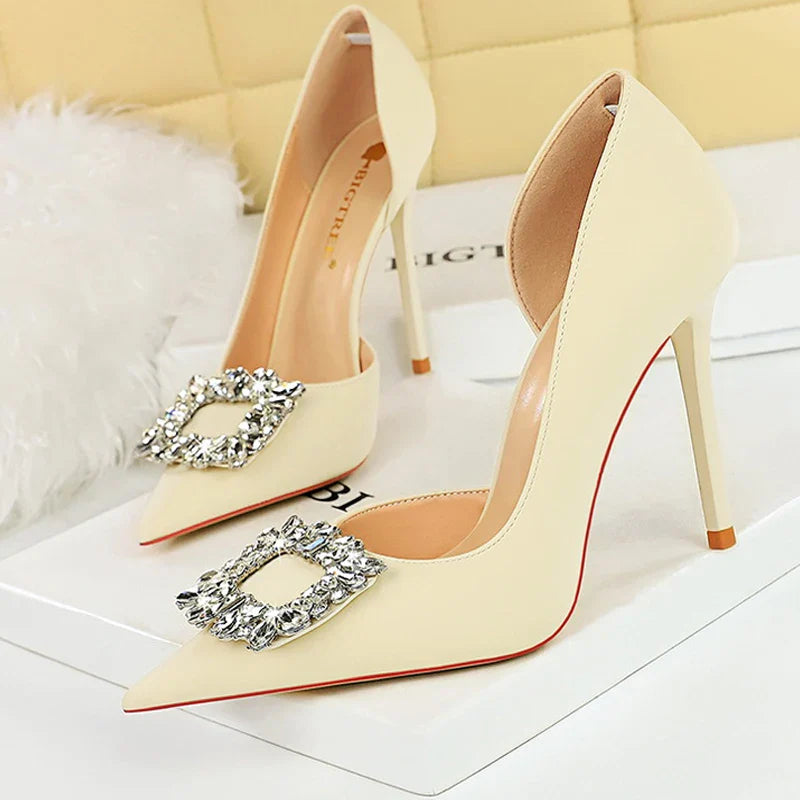 aichashi  - Luxury Heels 10.5 Cm Women Pumps Rhinestone Design High Heels Fashion Wedding Shoes Stilettos Sexy Party Shoes 10 Colour Pumps