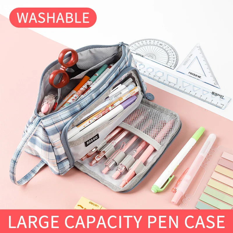 Aichashi BACK TO SCHOOL Multi Layer Large Capacity Pencil Case Pen Storage Supplies Pen Box Kawaii Cute Pencil Cases Bags Stationary School Supplies