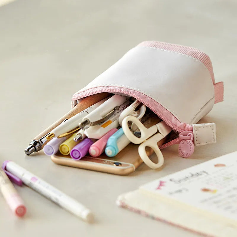 Aichashi BACK TO SCHOOL Creative Retractable Pencil Case School Stationery Storage Bag Kawaii Solid Color Pen Case Cute Pen Holder Gifts for Kid Pen Bag