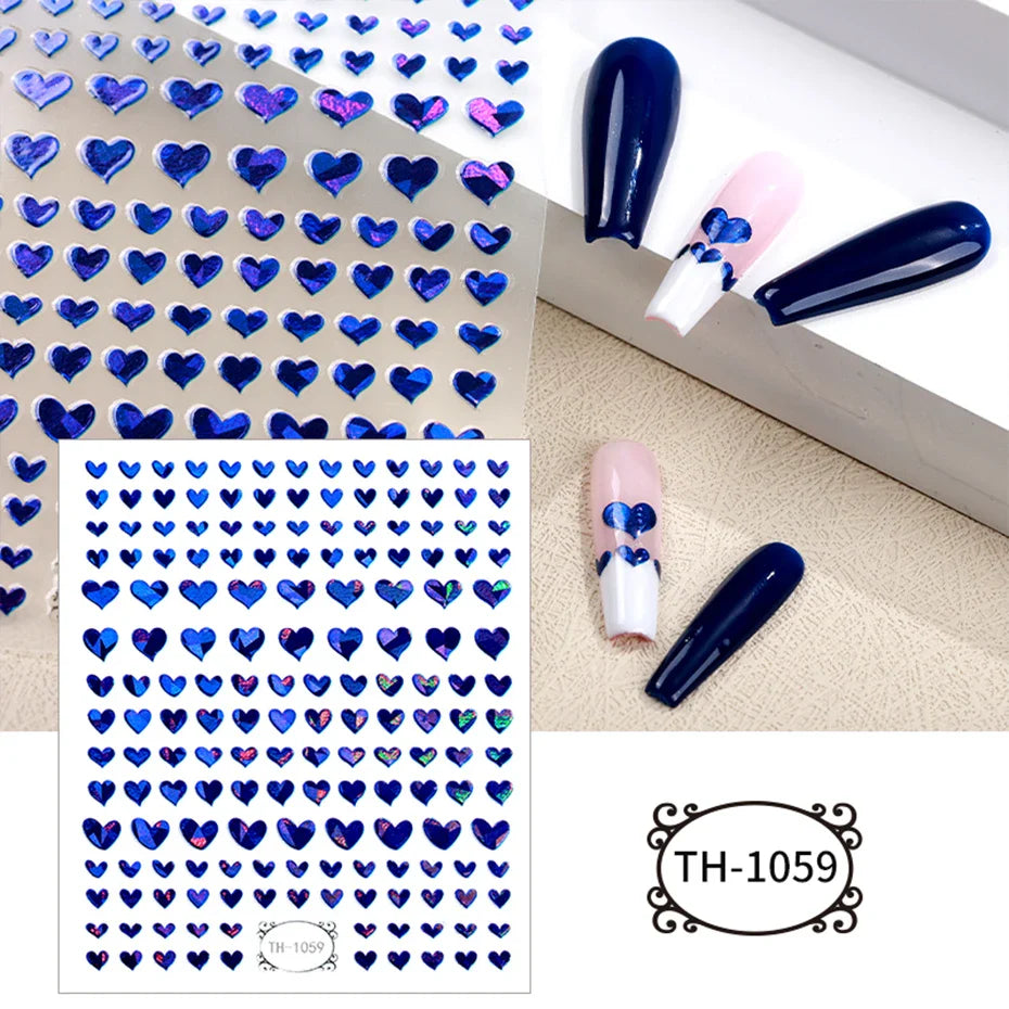 Aichashi Love Heart Nail Stickers Simple Heart Design Self-Adhesive Slider Letters Nail Art Decorations Stars Decals Manicure Accessories