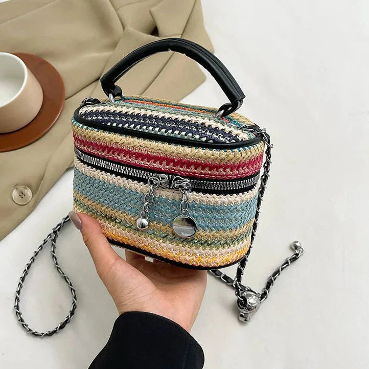 Aichashi Mini Cute Box Weave Shoulder Bag Lady Handbags and Purses Women 2024 Y2K Fashion Chain Crossbody Bag with Short Handle