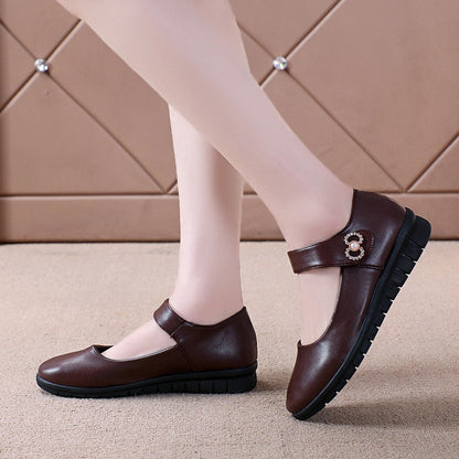 Aichashi Japanese School Uniform Shoes Women Flats Mary Jane Shoes With Hook Loop Ladies Leather Flat Shoes Black Loafers Nurse Shoes