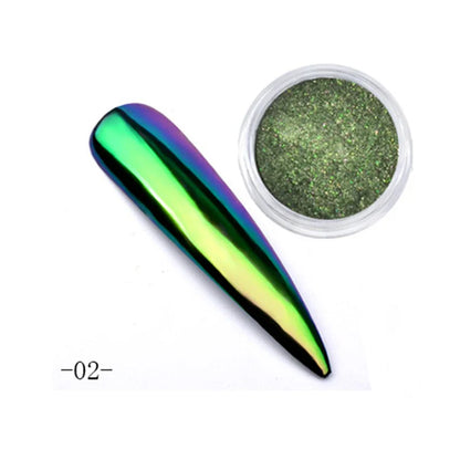 Aichashi Aurora Mirror Glitter Nail Art Powder Ice Chameleon Rubbing Pigment Dust Sparkly Charm Nails Design Accessory DIY Decorations