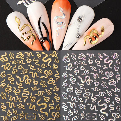 Aichashi Laser Sakura Flower 3D Nail Sticker Holographic Foils Decals Snake Star Heart Adhesive Sliders Cherry Blossom Manicure