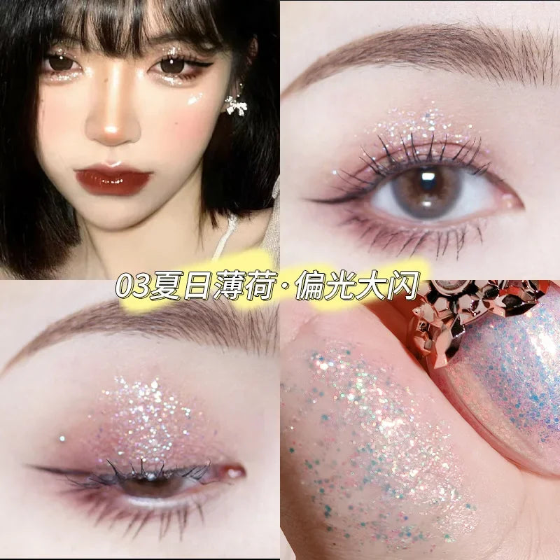 Aichashi Bright Shine Liquid Eye Shadow Glitter Eye Makeup Sequins Pearlescent Fine Flash Highlight Water Proof Korea Cosmetics for Women