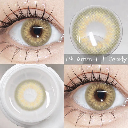 Aichashi 1pair Natural Color Contact Lenses for Eyes Fashion Blue Contact Lenses Beauty Makeup Brown Eyes Contacts Lenses 14.0mm