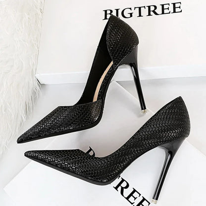 aichashi  -  Shoes Serpentine Woman Pumps Metal Stiletto High Heels New Designer Women Heels Sexy Party Shoes Lady Plus Size 43