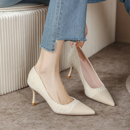 aichashi  -  Woman Sexy High Heels Shoes Nude Platform Sandals Ladies Lace-Up Shallow Mouth Pointed Pumps All-Match Slip On Crossdresser