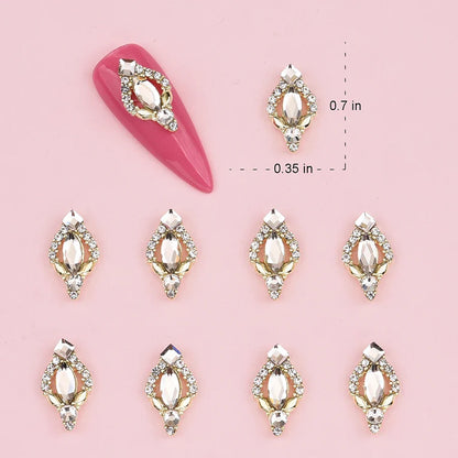 Aichashi 10pcs Gold 3D Nail Art Charms Shape Crystal Rhinestone Stones Nail Jewelry For Acrylic Nail Designer Accessories Decor