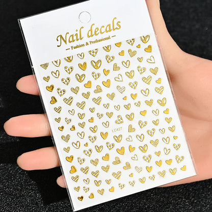 3D Gold Sun/Moon/Star Bronzing Nail Art Sticker 8*10cm Laser Star Moon Design Nail Decal Gold Silver Self-Adhesive Slider