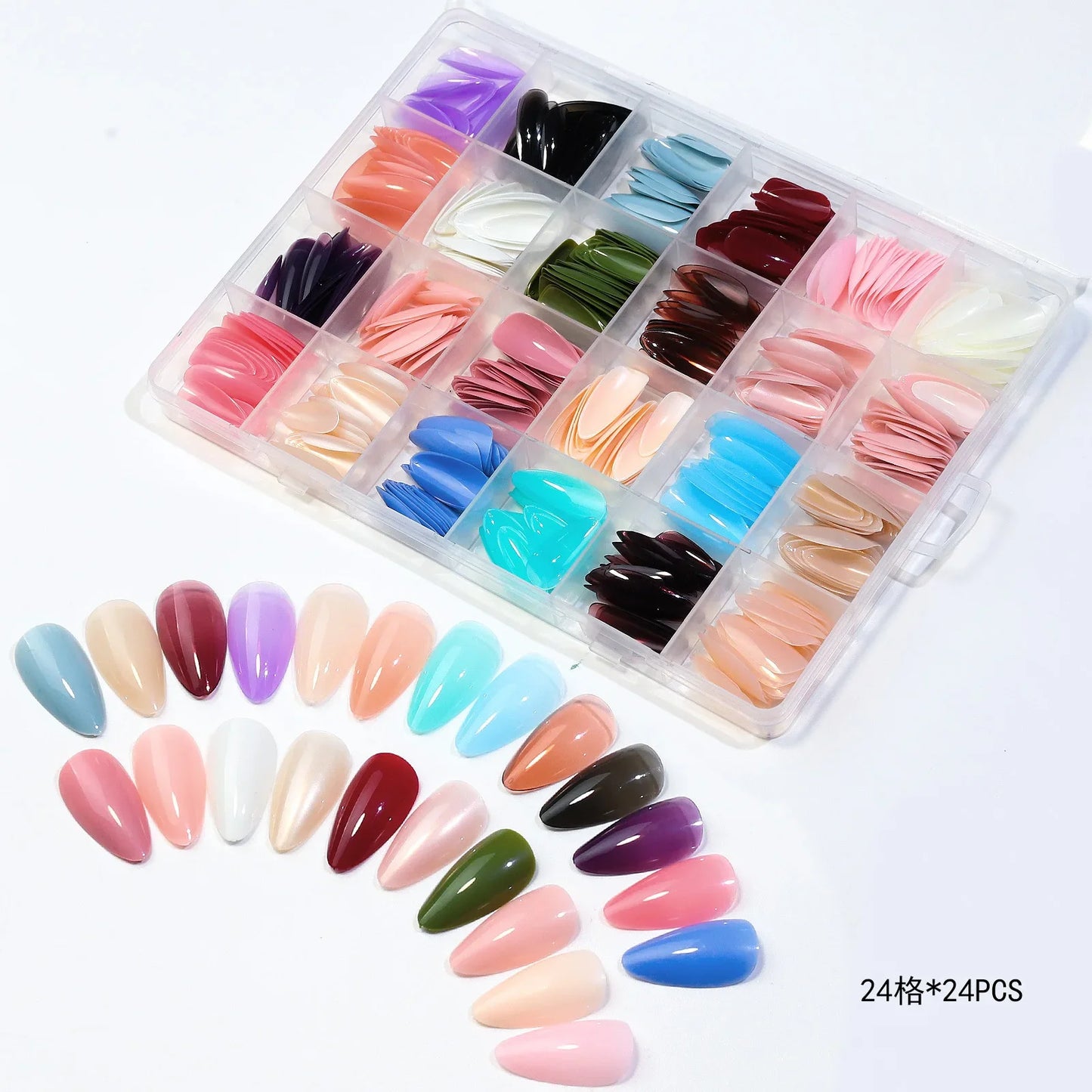 576/288pcs/box Colorful Fake Nails Acrylic Full Cover Nail Tips Ballet Wear Nail Press On Nails With Gel DIY Manicure Tools