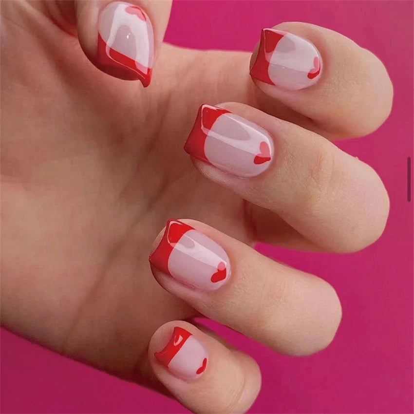 24Ps/Set Square Head Coffin Wearing False Nails Art Pink Matte French Fake Nails Leopard Artificial Acrylic White Press on Nails