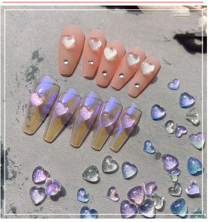 3d Nail Charms Art Love Heart Nail Rhinestones Natural Crystal Stone  DIY Nail Art Decorations  Nail Accessories