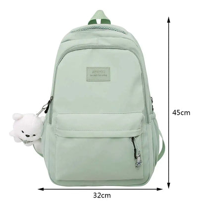 Aichashi Fashion Japanese Nylon Bookbags with Plush Pendant Summer New Student Kawaii Backpack Large Capacity Woman College Rucksack