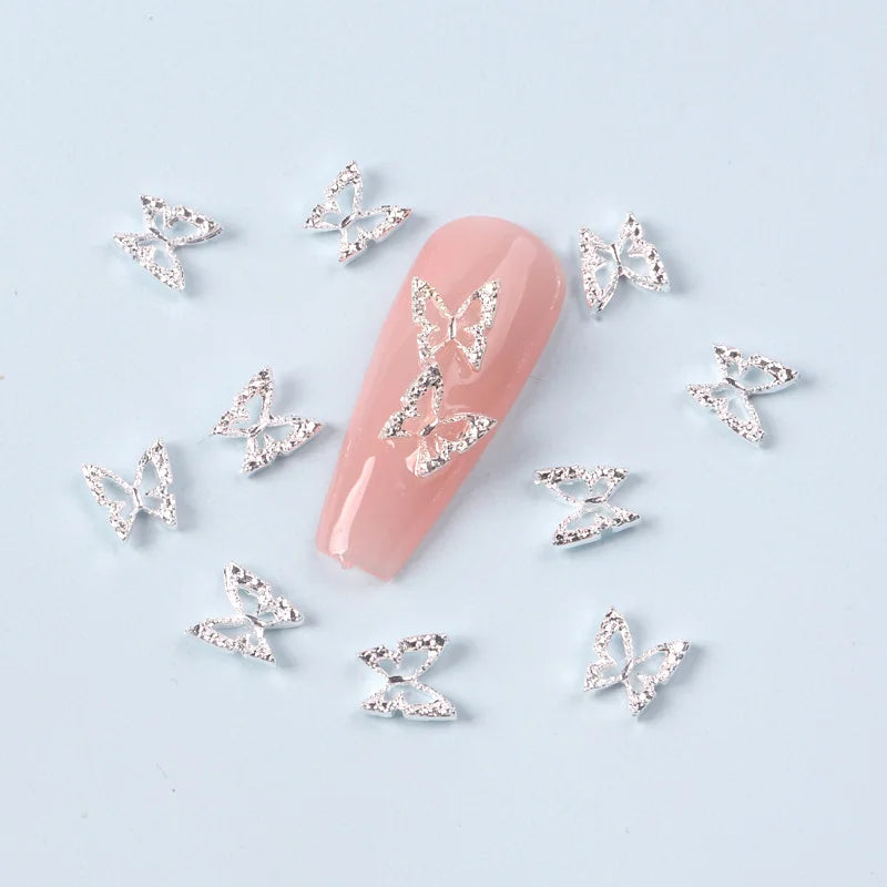 Aichashi 10pcs nail Charm Bufferfly Metal Nail Figures 3d Nail Parts Metal Charms Kawaii Accessories For Manicure Rhinestone