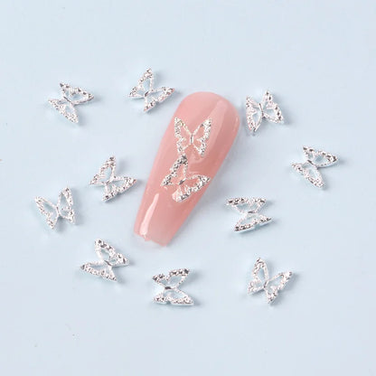 Aichashi 10pcs nail Charm Bufferfly Metal Nail Figures 3d Nail Parts Metal Charms Kawaii Accessories For Manicure Rhinestone