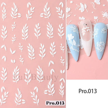 Aichashi 1Pcs Sakura Stickers For Nails 5D Embossed Spring Cherry Blossom Tulip Peony Flowers Petals Sliders Manicure Decoration