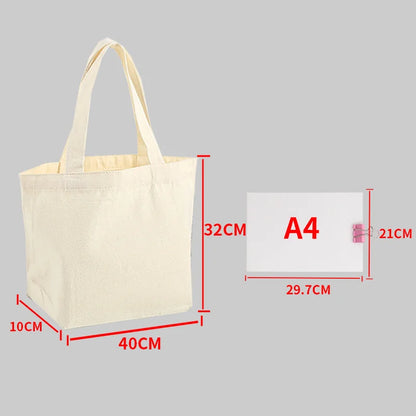 Aichashi Large Capacity Canvas Shopping Bags DIY Painting Pattern Handbag Folding Eco-friendly Cotton Tote Bags