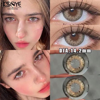 Aichashi 2Pcs Korean Nature Brown Colored Contact Lenses with Prescription Myopia Degree0.00-8.00 For 2024 New Lens Hot Sale