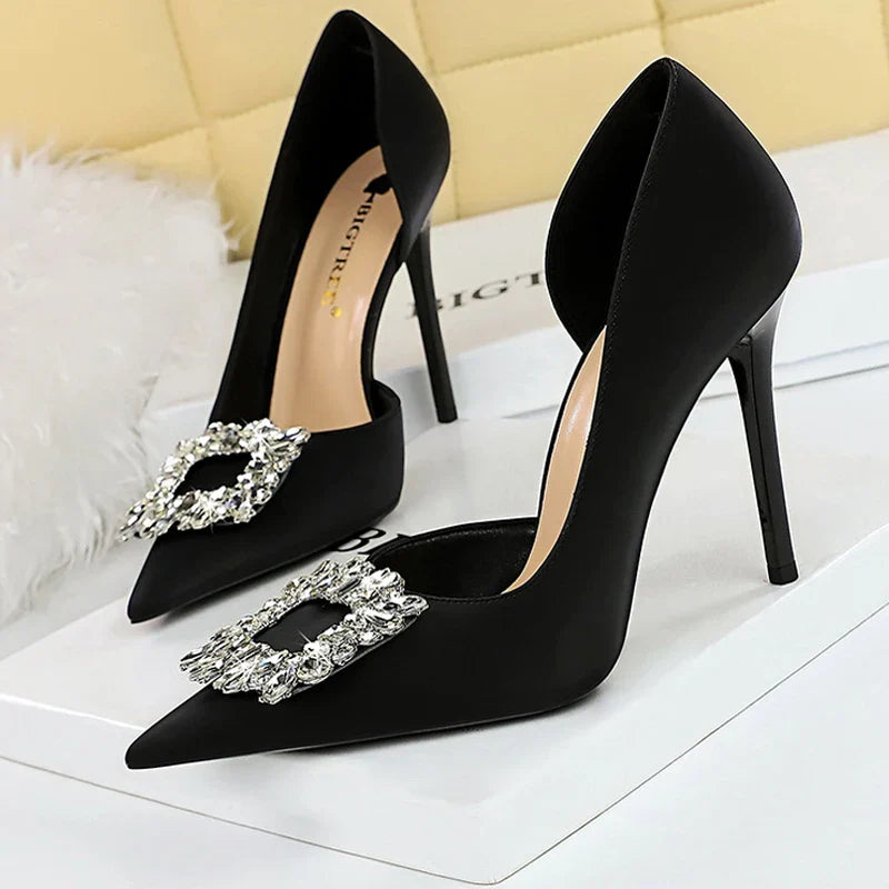 aichashi  - Luxury Heels 10.5 Cm Women Pumps Rhinestone Design High Heels Fashion Wedding Shoes Stilettos Sexy Party Shoes 10 Colour Pumps