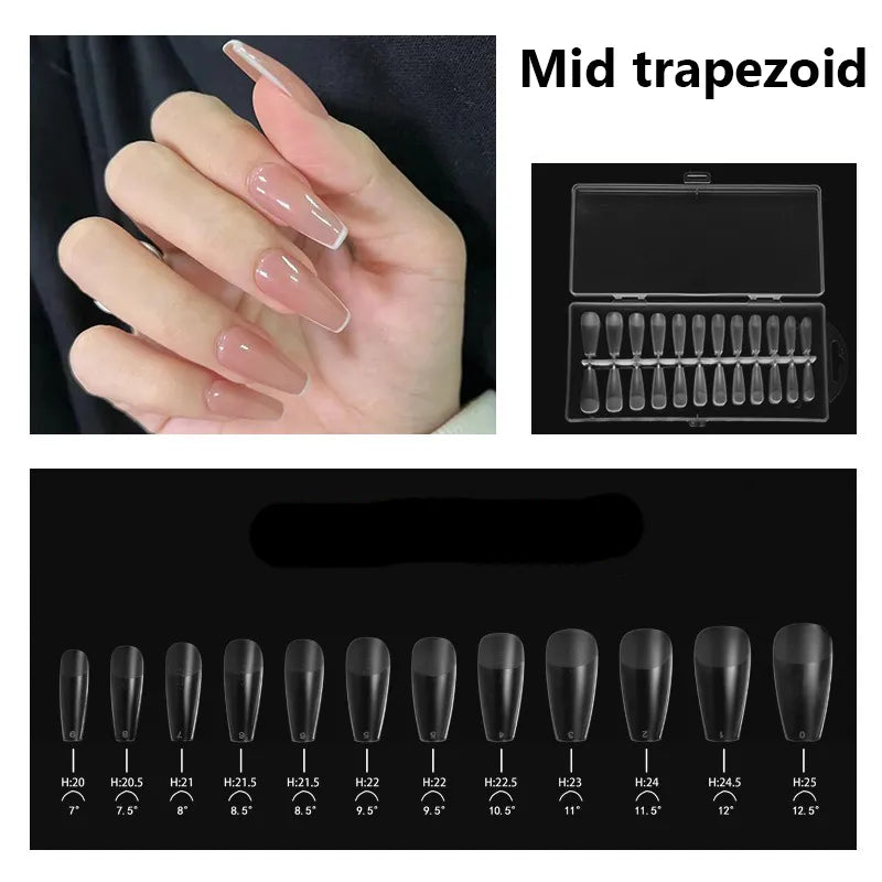 Aichashi 24pcs Press On Nails Coffin Nail Tips Clear Full Cover Fake Nails Artificial False Nails Ballerina Transparent Nail Extensions