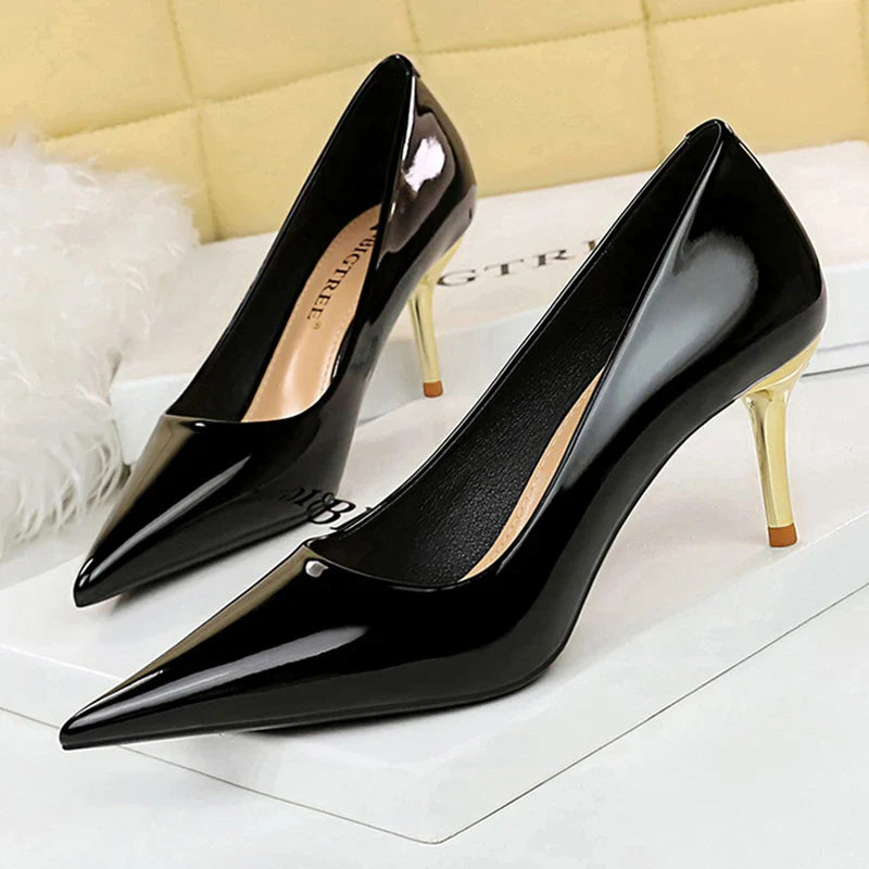 aichashi  -  Shoes Woman Pumps Patent Leather High Heels Shoes Women Occupation OL Office Shoes Stiletto Women Heels Plus Size 43