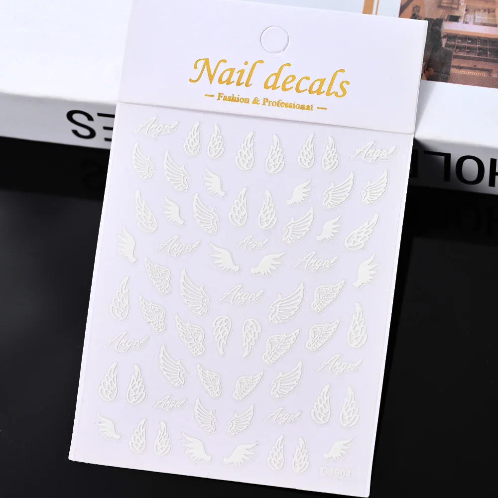 3D Gold Sun/Moon/Star Bronzing Nail Art Sticker 8*10cm Laser Star Moon Design Nail Decal Gold Silver Self-Adhesive Slider