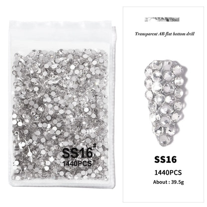 144/288 /1440pcs SS3-SS50 Crystal AB Clear Nail Rhinestones Non Hotfix Flat Back Stones DIY Strass Nail Art Decor Accessories